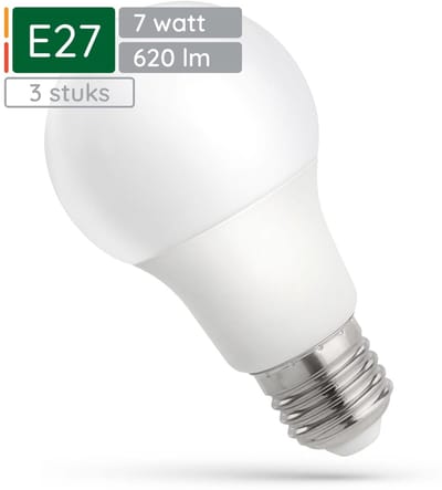 Spectrum LED Lamp E27 7W - 230V - 620 Lumen - 6000K Koud wit - Helder daglicht - Energiezuinig - 3 stuks