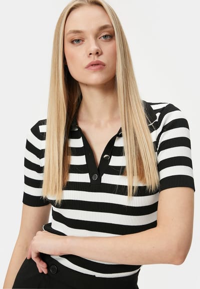 Polokraag jacquard Kurzarmpullover