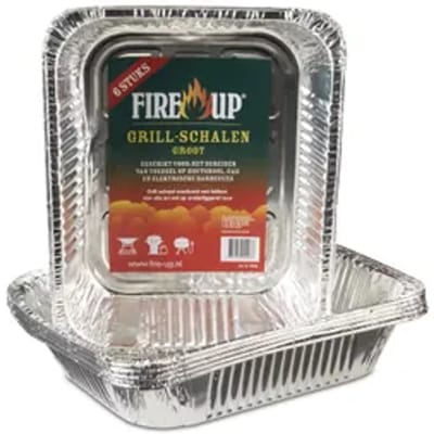 Fire-Up Grillschalen - 6x st - 32 x 26 cm - aluminium - barbecue rooster - BBQ grillplaten