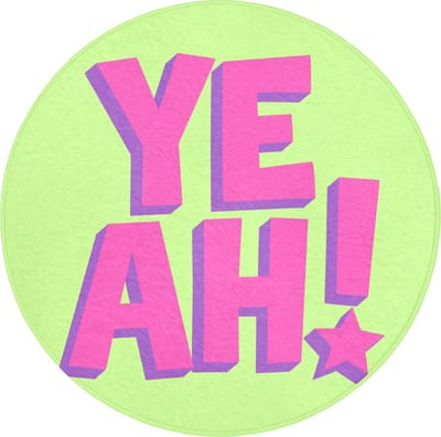 WC mat rond 70x70 cm - Antislip - Groen - Neon - Quote - Toiletmat - Vloermat - Douchemat - Toilet tapijt - Toiletmatten