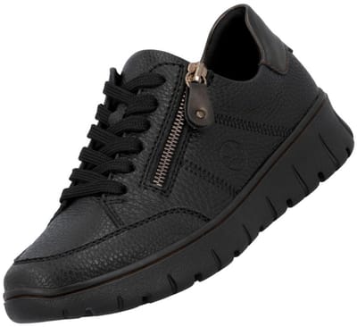 Rieker dames leren lage schoenen zwart - extra breed