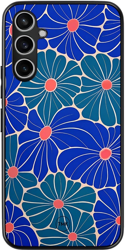 Hoesje geschikt voor Samsung Galaxy A54 - Indigo bloemen - Blauw - TPU case - Bloemen - Hardcase zwart telefoonhoesje