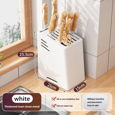 Multifunctionele Huishoudelijke Messenstandaard Vierkante Keukenmessenhouder Keukenaccessoires Keuken Aanrecht Opbergdoos Gadget brown
