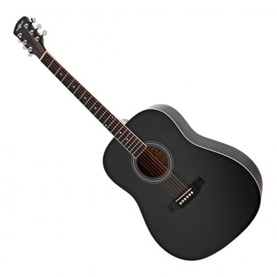 Dreadnought Linkshandige Akoestische Gitaar van Gear4music, Zwart
