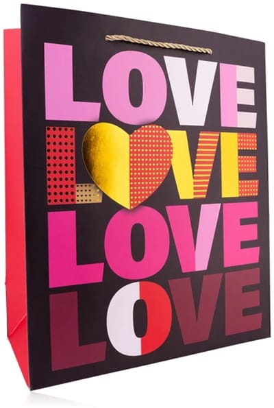 Cadeautas L - Luxe A4 Geschenktas met Hartjes - Cadeauzak - Geschenkzak - 26cmx10cmx32cm