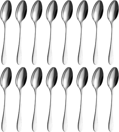 Set van 16 roestvrijstalen eetlepels van 20,5 cm - Perfect voor koffie, soep en feesten, vaatwasmachinebestendig en ideaal voor huishoudens en restaurants