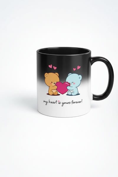 Magische Mok Lieve Beertjes - 'My Heart is Yours Forever' - Warmtegevoelige Koffiemok