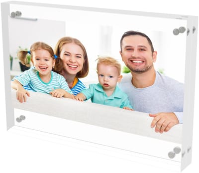Dailygoods - Fotolijst van acryl, frameloze magnetische dubbelzijdige fotolijst, 10,2 x 15,2 cm, voor ansichtkaarten en foto's, transparant kaartdisplay, dubbelzijdig display
