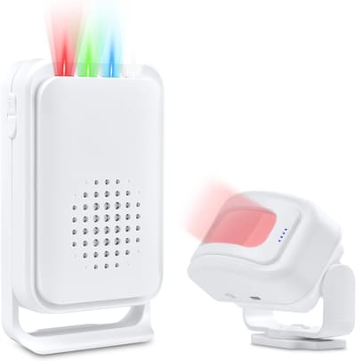 Bewegingsmelder - Bewegingsmelder voor buiten - Bewegingsmelder met alarm - In-/uitgangsdetector - In-/uitgangsdetector voor winkeldeuren met 17 tonen - Detectiebereik 2-8 m - Draadloze transmissieafstand 280 m - Geschikt voor woningen, bedrijven, ka