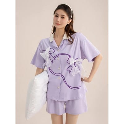 Pyjama's voor Dames, Zomer Kant Strik, Losvallend, Comfortabel en Casual, Kan Gebruikt Worden als V-hals Huiskleding XXL