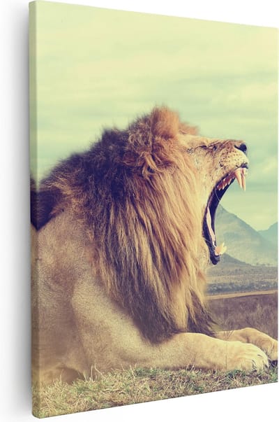 Artaza Canvas Schilderij Leeuwenkop - 40x50 cm - Muurdecoratie Dierenkop - Wanddecoratie Woonkamer - Kamer Accessoires Safari