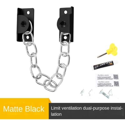 Chaîne de verrou de sécurité pour fenêtre sans perçage, limiteurs de porte et de fenêtre, protection de sécurité pour enfants, portes et fenêtres coulissantes black
