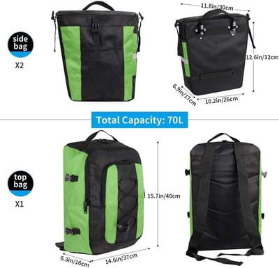 3-in-1 Fietstas Achter - Multifunctionele Bagagetassen - Lange Afstand Fietsen - Volledig Waterdicht - 70 Liter Capaciteit - Blauw