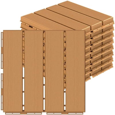 Terrastegels Kunststof - Vloertegels Buiten - Veranda Aankleden - Eenvoudige Klikverbinding - 9 stuks - Kaki