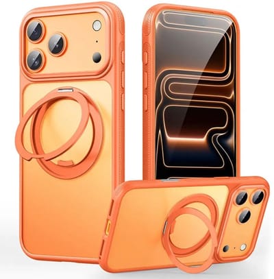 Premium Hoesje geschikt voor Apple iPhone 17 Pro - MagSafe Kickstand - Oranje