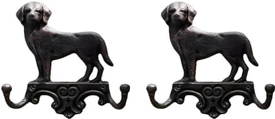 Duty vintage stijl gietijzeren wandhaken met diermotieven - een stevige dubbele haak oplossing voor het ophangen van jassen, handdoeken en accessoires in badkamer of slaapkamer (hond)