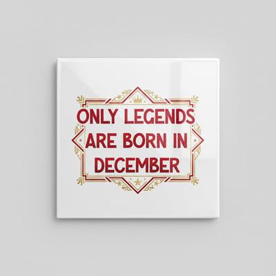 Verjaardag 15×15 cm Keramische Tegel – “Only Legends Are Born in December” Elegant Goud-Rood Ontwerp Cadeau Decoratie