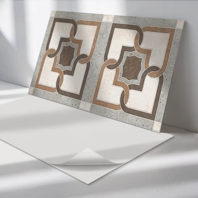 Wallfluent Vinyl Wandpaneel - Geometrisch tegelpatroon Zelfklevende Wandbekleding - 100 cm x 50 cm - Bruin Vinyl Wandpaneel - 1 stuk - Rechthoekig Wandbekleding Vinyl - Texturen Wandpaneel - Wandpaneel PVC - Wandpaneel Keuken en Badkamer