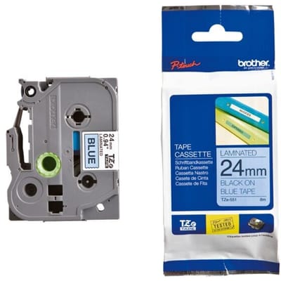 Labeltape Brother TZe, TZ TZe-551 PET Tapekleur: Blauw Tekstkleur:Zwart 24 mm 8 m
