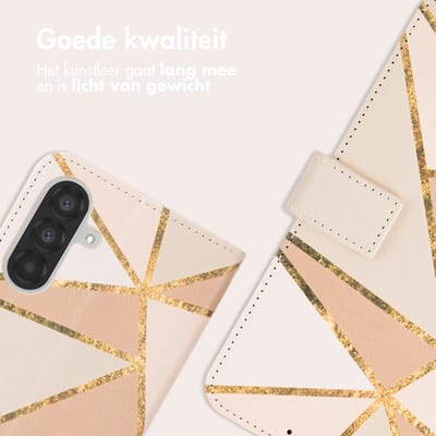imoshion Hoesje - Geschikt voor Samsung Galaxy A36 - Design Bookcase smartphone - Beige Graphic