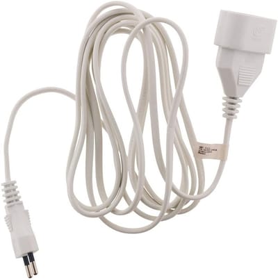 6A Verlengsnoer H03VVH2-F 2x 0.75mm² Elektrische Kabel - Kinderveilig en CE Goedgekeurd - Wit - 2m