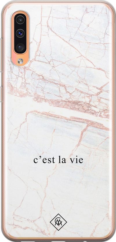 Casimoda® hoesje - Geschikt voor Samsung A50/A30s - C'est La Vie - Backcover - Siliconen/TPU - Bruin/beige