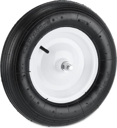 kruiwagenwiel met as - 4.80 4.00-8 - luchtband - 39 cm - tot 120 kg - zwart-wit