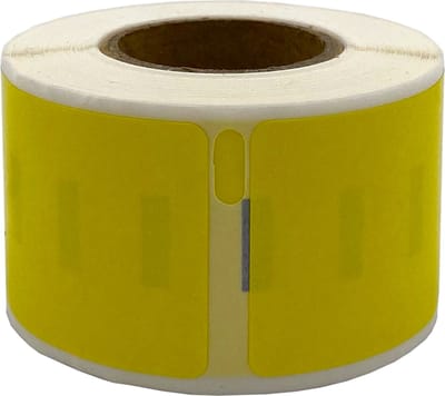 DULA Dymo kompatible Etiketten, S0722370 99010, 28 x 89 mm, Gelb, Permanent, 1 Rolle, 130 Etiketten pro Rolle