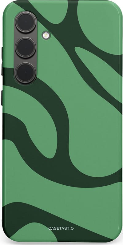 Casetastic hoesje geschikt voor Samsung Galaxy S24 Plus - Dubbellaagse bescherming - Khakigroene Bos Blobs - Fashion Case - Saliegroen Donkergrijs