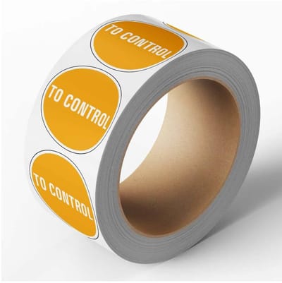 To control sticker, oranje, 25 meter op rol 40 mm - 580 per rol