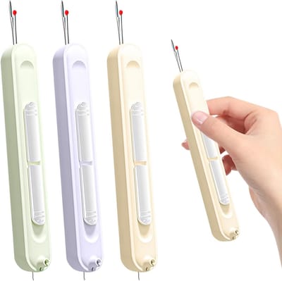 3 Stuks 2-in-1 Naaldinrijger, 2 in 1 Naald Threader Naad Ripper, 2-in-1 Naaldinrijger en Naadscheider, Multifunctionele Naad Ripper voor Naaien, Draadverwijderen, Breien, Handwerk, Hand Sewin