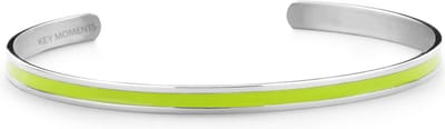 Key Moments 8KM-B00531 Stalen Open Bangle - One-size (60 x 50 x 4 mm) - Zilverkleurig / Groen
