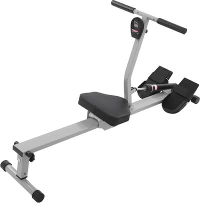 Roeitoestel - Fitness apparaat - Full body workout - 12 weerstandsniveaus - 30 x 125 cm - Zwart grijs