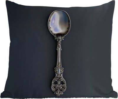 Sierkussen Buiten - Lepel - Zilver - Metaal - 60x60 cm - Weerbestendig