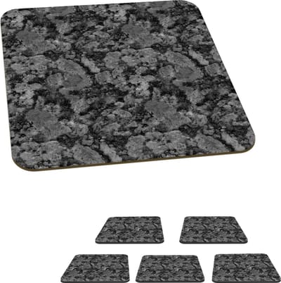 Onderzetters voor glazen - Graniet - Grijs - Patronen - 10x10 cm - Glasonderzetters - 6 stuks