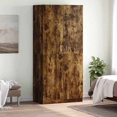 vidaXL - Kledingkast - 90x52x200 - cm - bewerkt - hout - gerookt - eikenkleurig