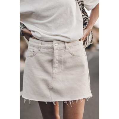Mikuta The White Denim Skirt White Maat: L | Mini Rokken Outlet | Dames | Wit