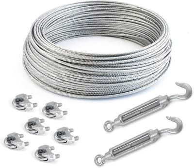 Stalen Draad Touw Set - Gegalvaniseerd Staalkabel - Hek en Boot - 6x37 Touw Streng - 10 mm - Zilver