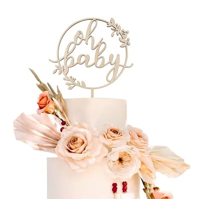 Dailygoods- Taartdecoratie Hout - Taarttopper Babyshower - Gender Reveal Decoratie - Luiertaart Decoratie - Milieuvriendelijk - Multifunctioneel Design