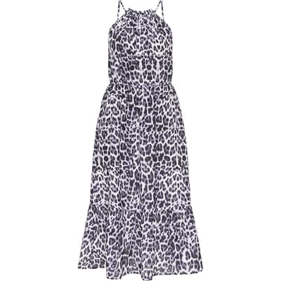 Faina midi-jurk Dames Zwart Wit Leo