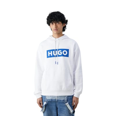 Boss Heren Box Hoodie met lange mouwen (Wit)