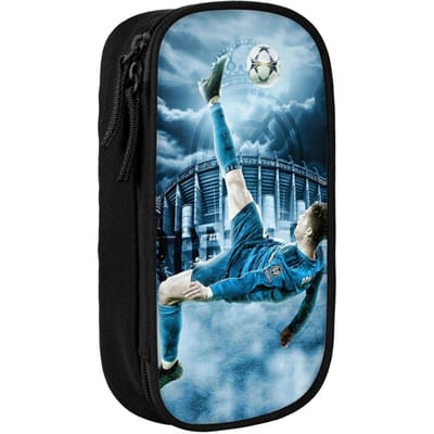 Cr7 Voetbal Pennenbakje Voor Ronaldo's Fans Dubbele Laag Grote Capaciteit Voor School Voetbal Liefhebber Etui Schrijfwaren Cadeau (as the picture,Large)