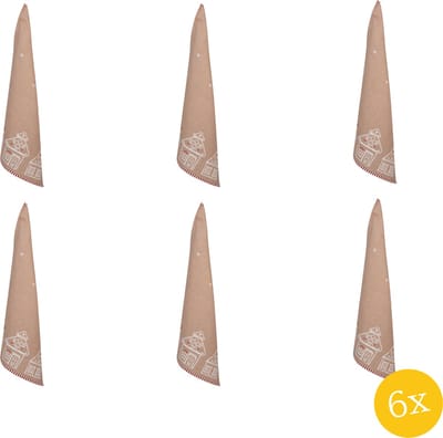 Clayre & Eef Theedoek 50x70 set van 6 stuks 50x70 cm Bruin Katoen Gingerbread house Keukenhanddoek