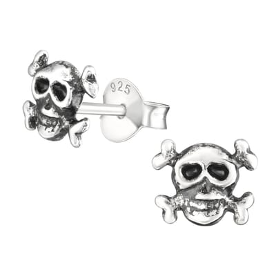 Zilver doodskop oorstekers | skull ear studs | zilveren oorbellen dames | Zilverana | sieraden vrouw | Sterling 925 Silver