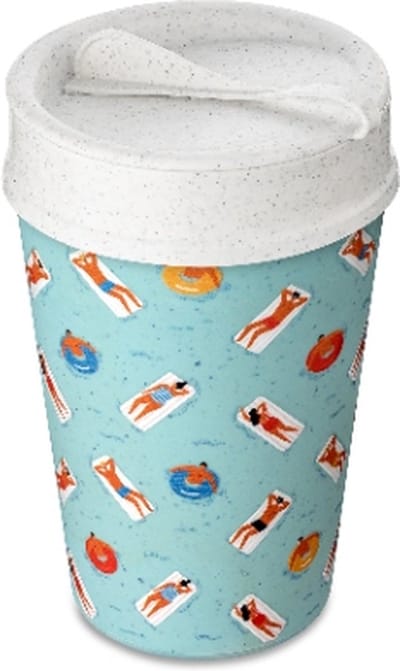 Dubbelwandige Koffiebeker met Deksel, 0.4 L, Organic, Swimming Pool - Koziol | Iso To Go