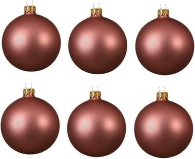 6x Oud roze glazen kerstballen 6 cm - Mat/matte - Kerstboomversiering oud roze