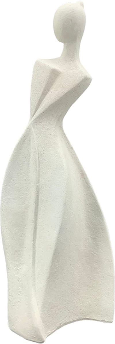 Gilde handwerk lady in white - creme kleur keramiek - 12x9x31 cm decoratie beeld