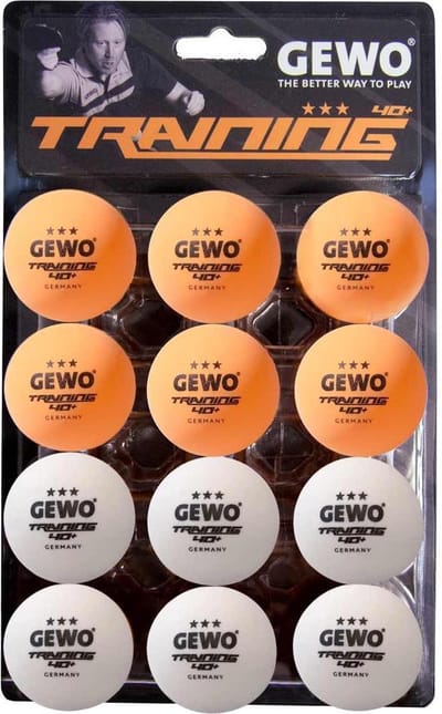Gewo Tafeltennisballen Training box van 12 - 3* - Wit & Oranje - Ping Pong Ballen