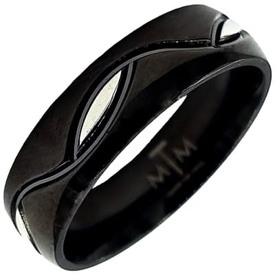 Tesoro Mio Michel – Verlovingsring / Trouwring Man - Edelstaal - Kleur Zwart – 20 mm / Maat 63