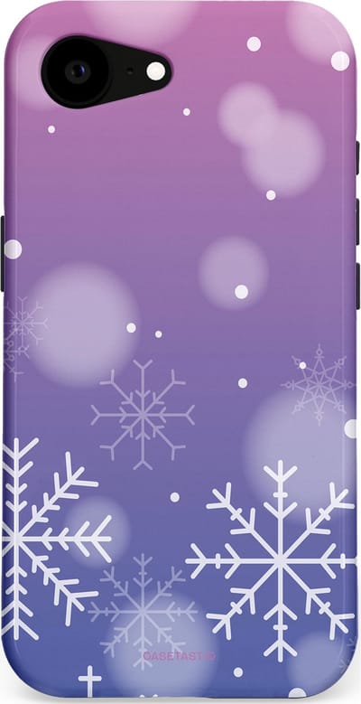 Casetastic hoesje geschikt voor Apple iPhone 16e / Apple iPhone 17e - MagSafe - Dubbellaagse bescherming - Winter Sneeuw Paarse Roze Gloed - Fashion Case - Lavendel